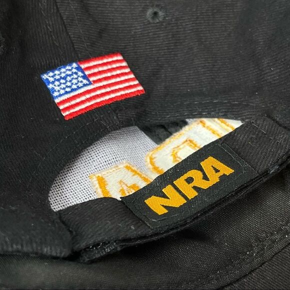 NRA Black Embroidered Hat Logo National Rifle Association USA Flag Adjustable - Picture 6 of 9
